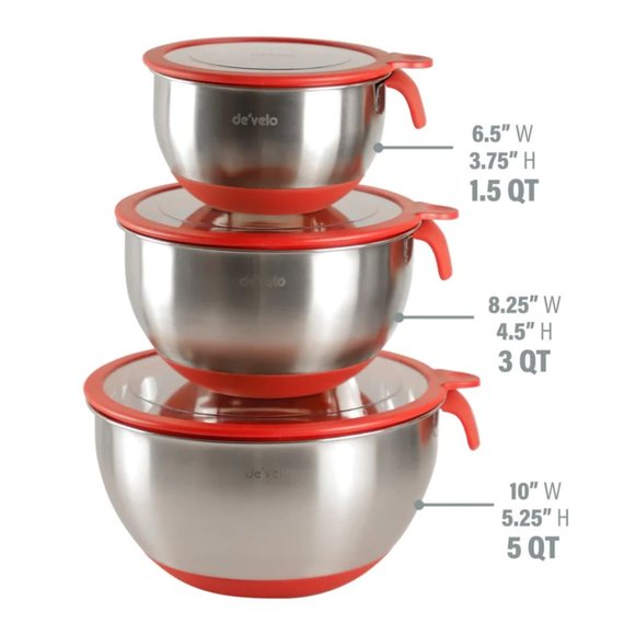 3 Piece Stainless Steel Mixing Bowl with Transparent Lid - Picture 5 of 5